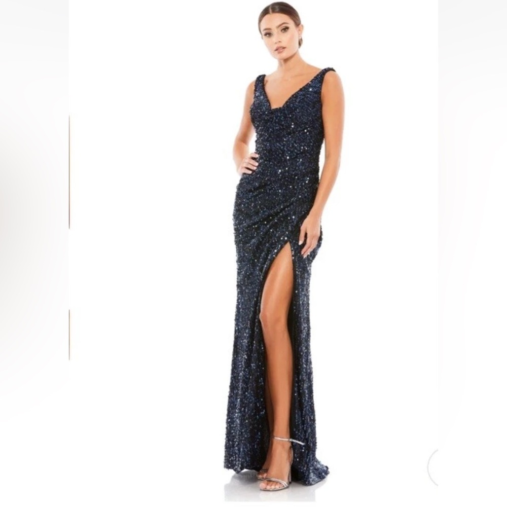 Mac Duggal Navy Sequin Maxi Dress 26240 midnight